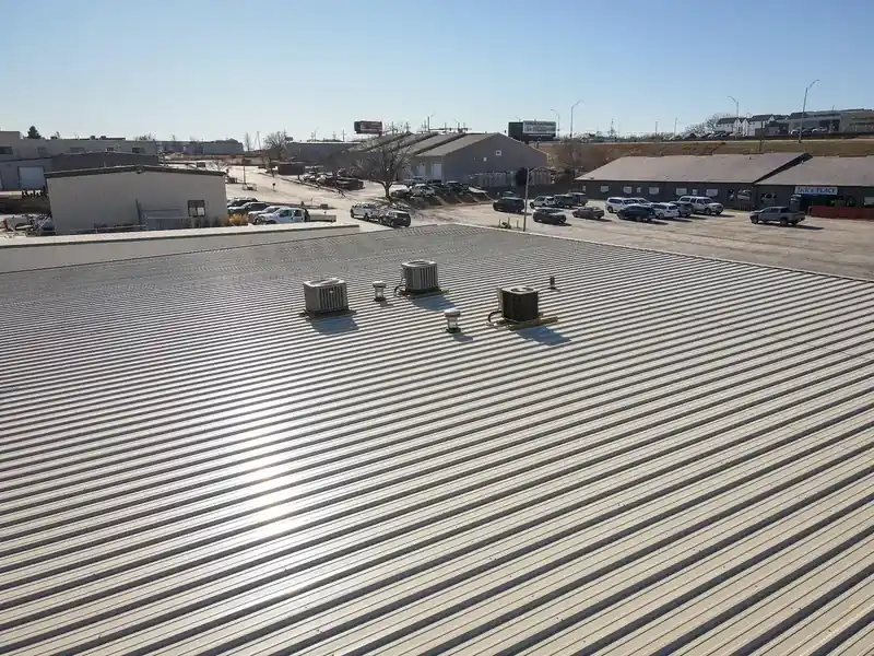 Commercial metal roof installed by Royalty Roofing