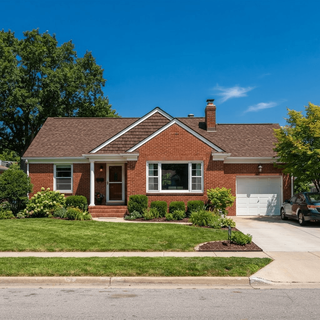 Omaha home with a new Atlas architectural shingle roof after a Royalty Roofing replacement