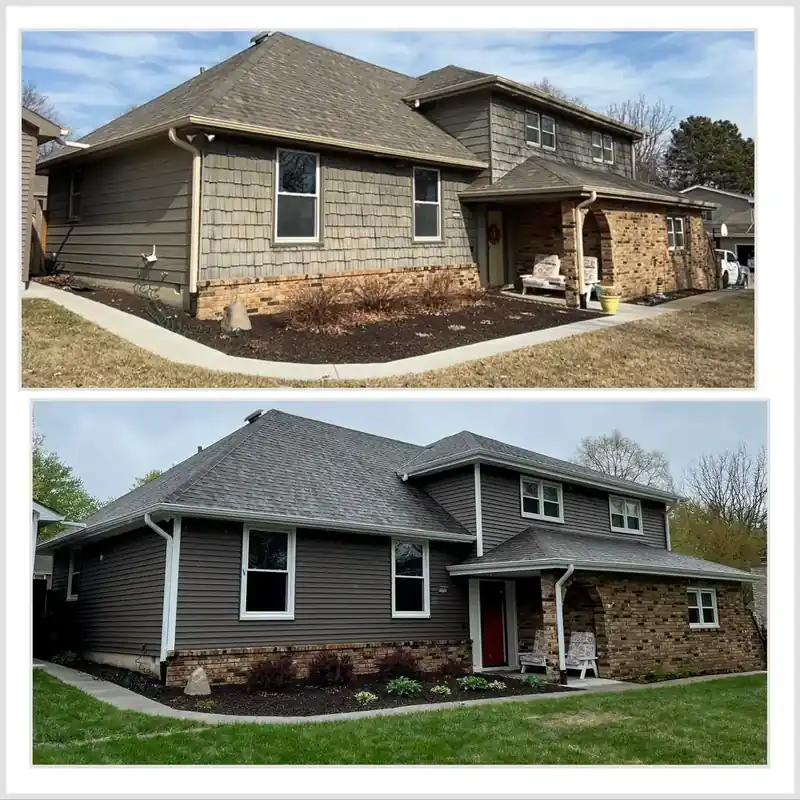 Before and after James Hardie siding transformation by Royalty Roofing