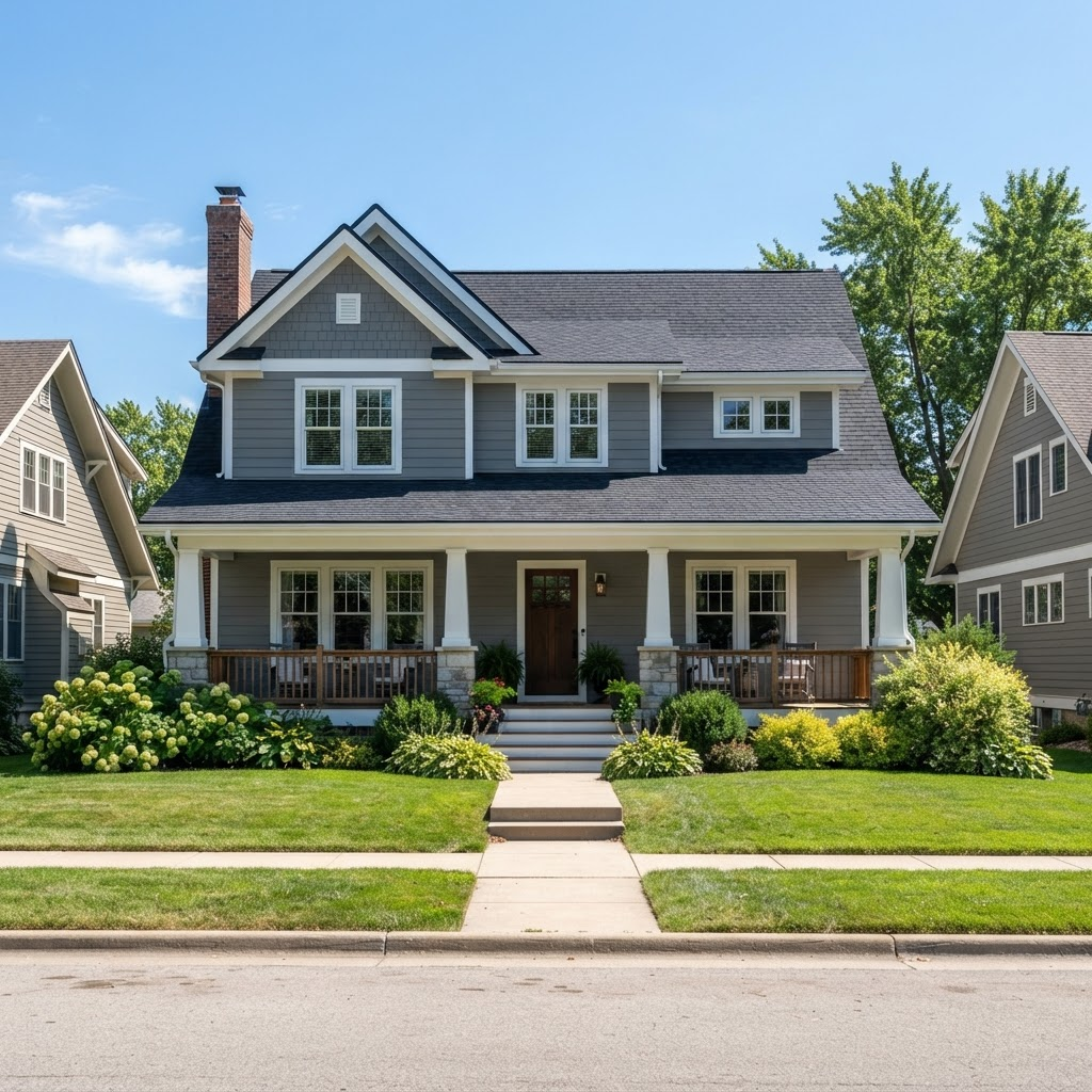Craftsman Two-Story in Papillion, NE after roof replacement by Royalty Roofing — new architectural shingles
