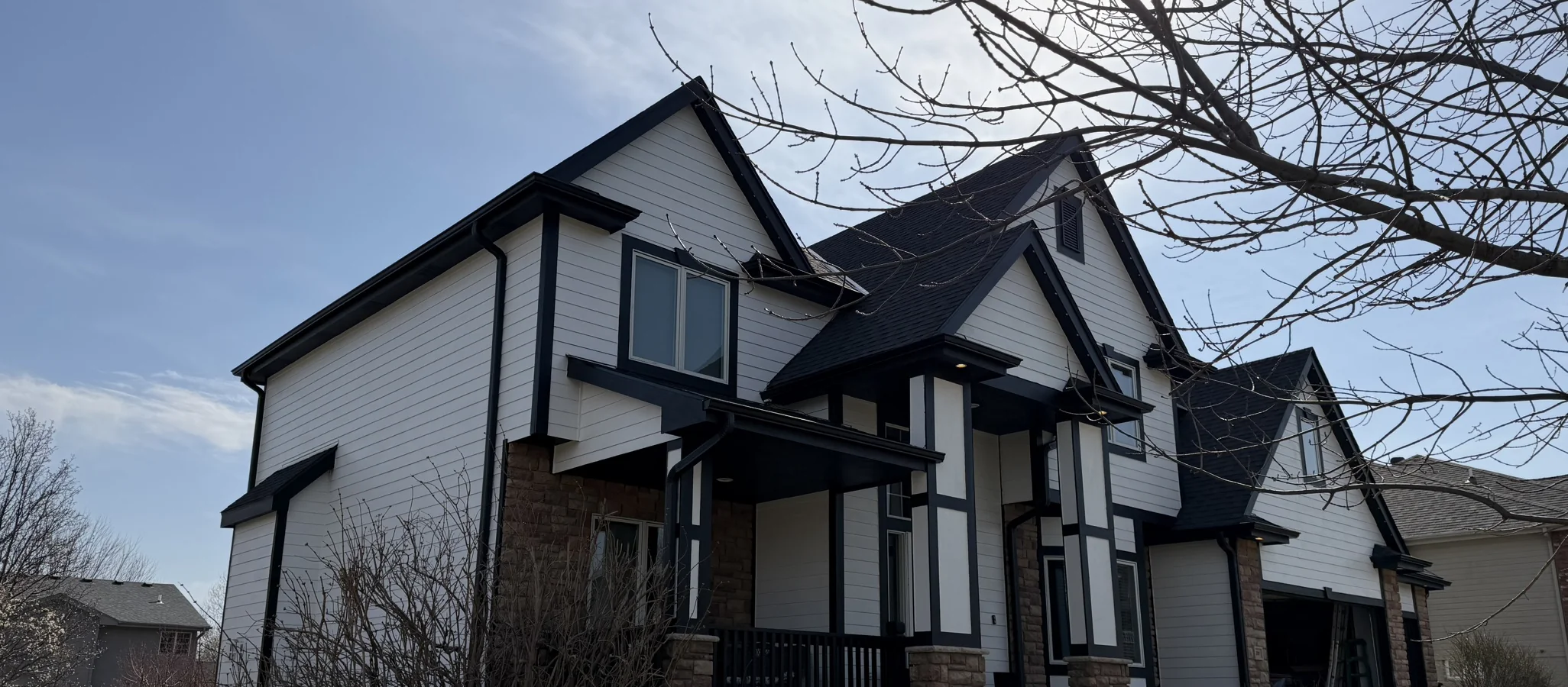 Siding installation on Omaha home by Royalty Roofing and Siding