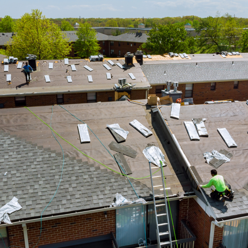 storm damage on a commercial roof